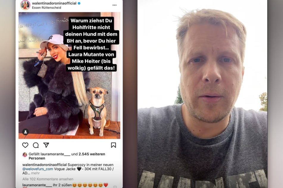 Oliver Pocher (43) prangert den Instagram-Beitrag von Reality-TV-Sternchen Walentina Doronina (21) an. (Fotomontage)