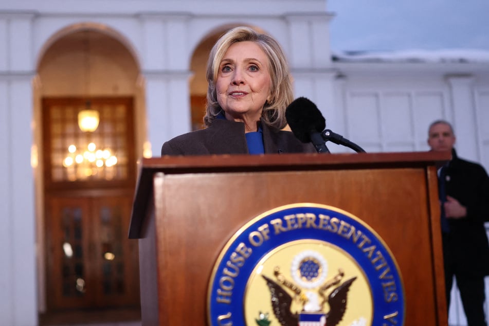 Hillary Clinton (pictured) denied that her husband knew of Jeffrey Epstein's crimes as she testified before a Republican-led panel probing the late sex offender.