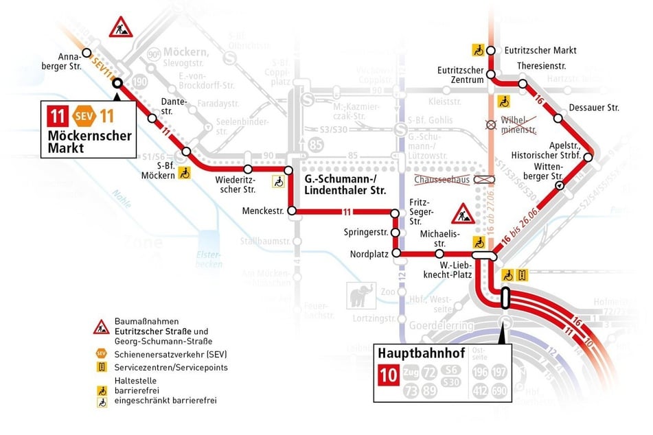 Die Linien 10, 11 und 16 sind von den Einschränkungen betroffen.