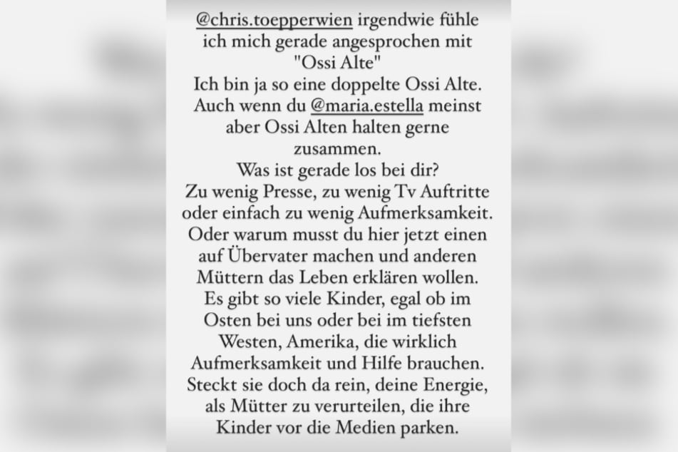 Auf Instagram reagierte Sara Kulka (33) auf die "Ossi Alte"-Beleidigung.