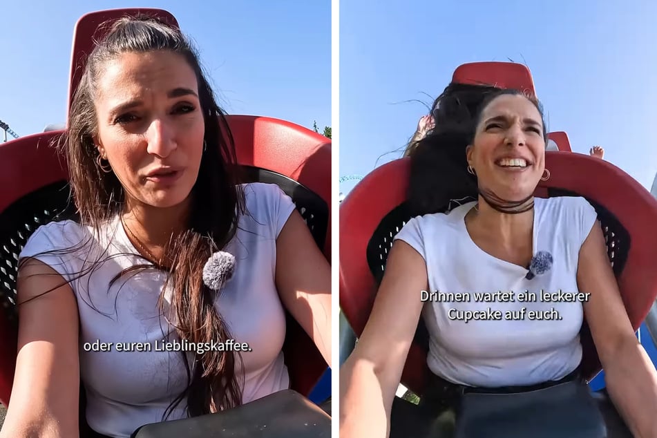 Sally Özcan (37) anuncia la reapertura durante un paseo en montaña rusa.