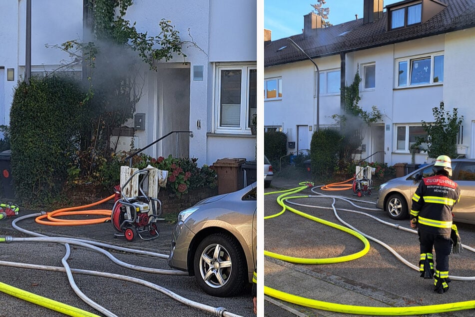 Das Feuer brach im Keller des Reihenhauses aus und drohte auf die angrenzenden Gebäude überzugreifen.