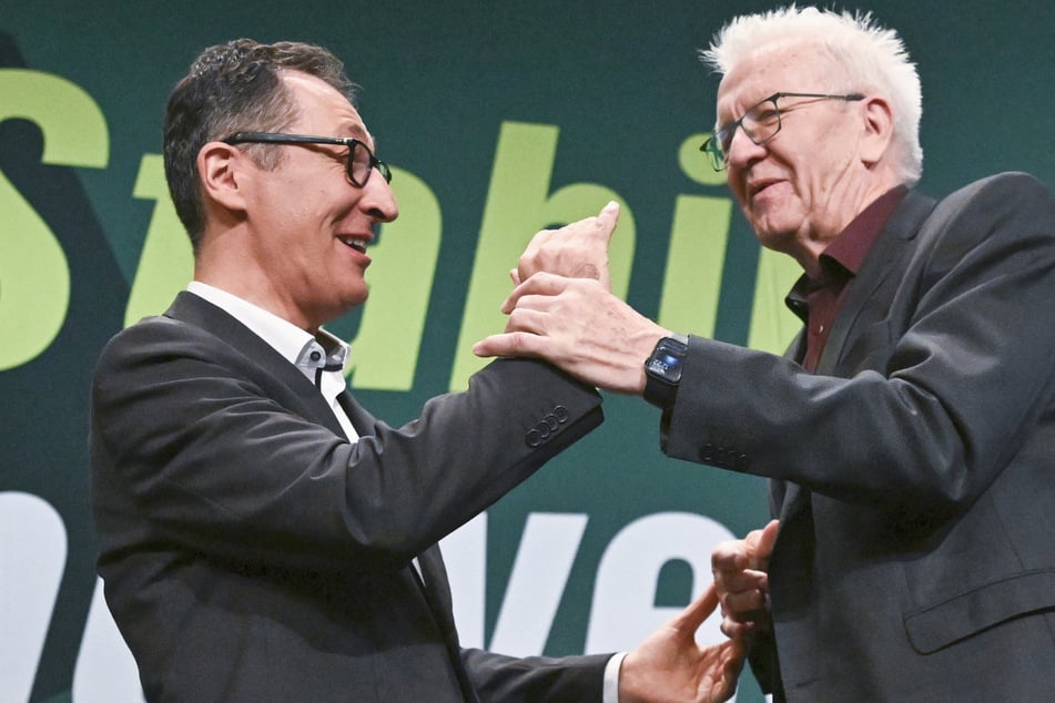 "Bei Dir ist mein Erbe in guten Händen", sagte Amtsinhaber Winfried Kretschmann (77, rechts) zu Cem Özdemir.
