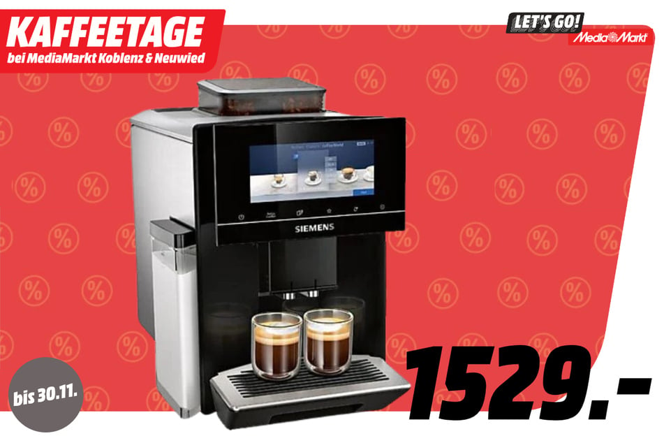 Siemens-Kaffeevollautomat für 1.529 statt 2.499 Euro.