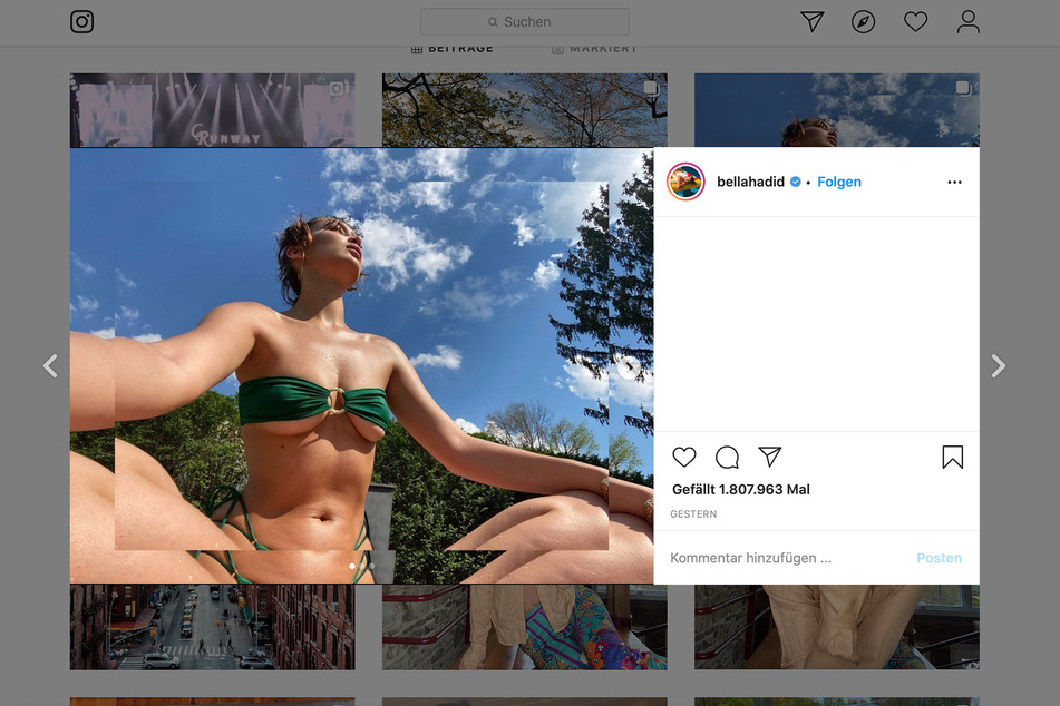 Zeigt beim Sonnenbaden ihren neuen Body: Model Bella Hadid (23).