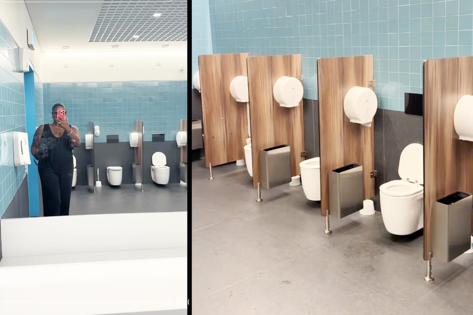 Belencia Wallace aus den USA staunte nicht schlecht, als sie die Toilette am Flughafen in Lissabon sah.