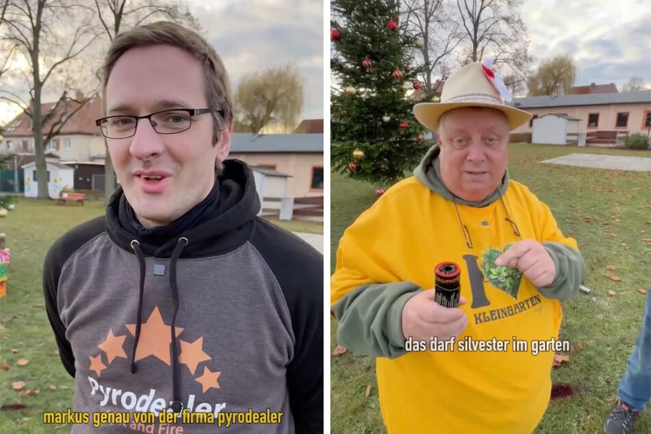 Pyrotechniker Markus (l.) erklärte dem Kleingartensheriff, was erlaubt ist und was nicht.