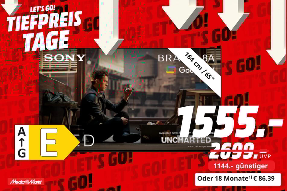 65-Zoll Sony-Fernseher für 1.555 statt 2.699 Euro.
