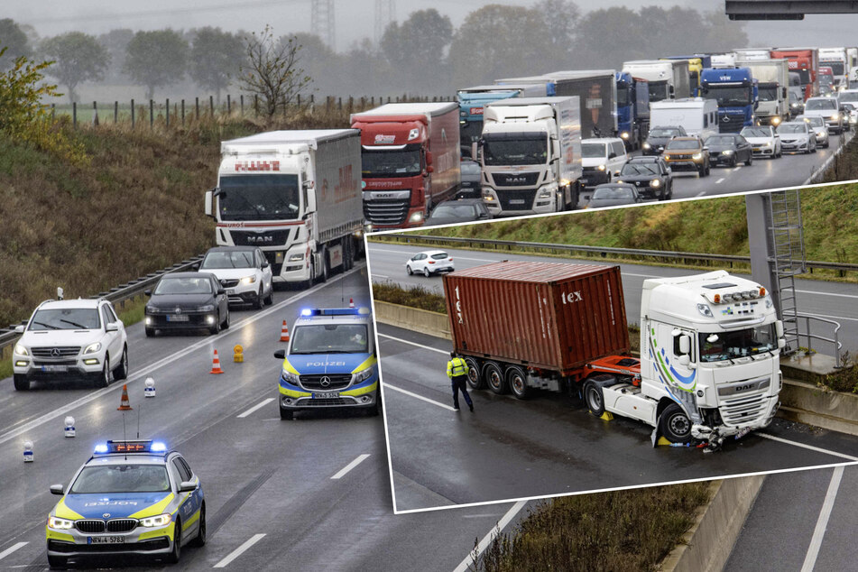Unfall A4: Lastwagen verunglückt: langer Stau auf A4 in Richtung Aachen