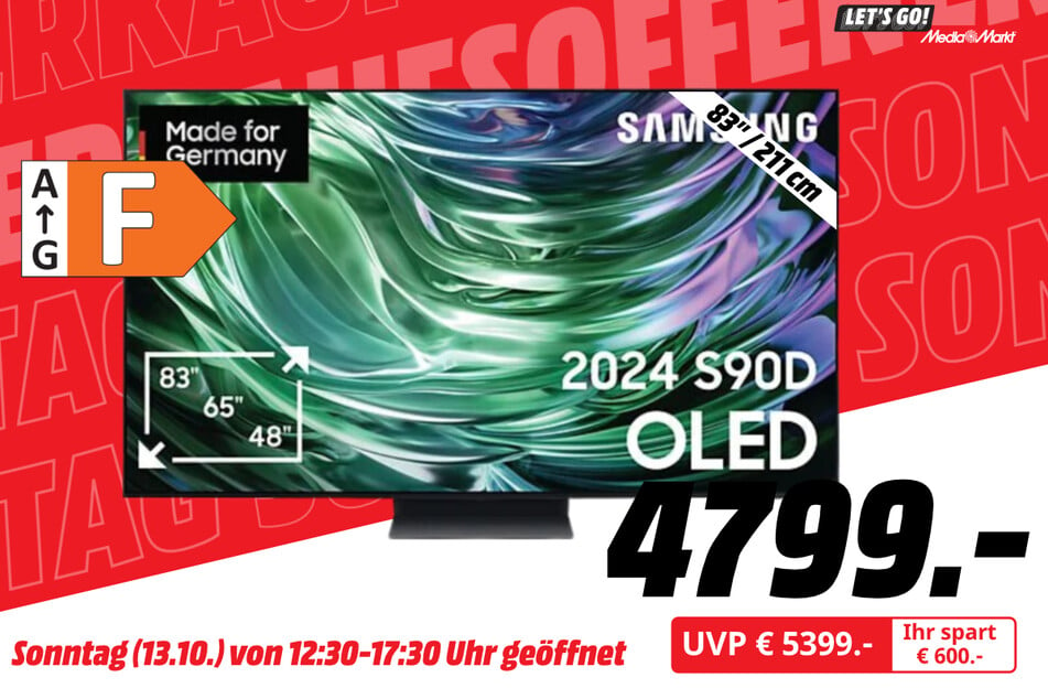 83-Zoll Samsung-Fernseher GQ83S90D für 4.799 statt 5.399 Euro.