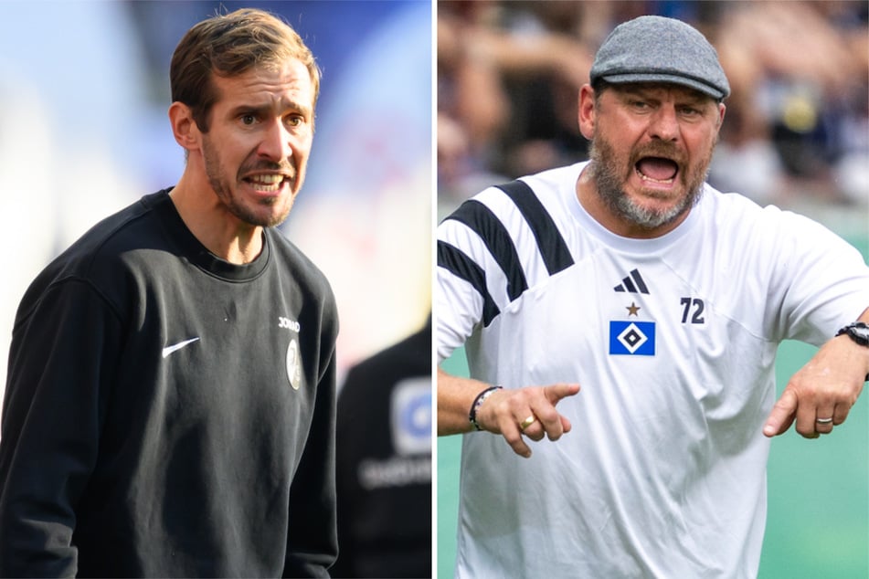 Freiburg-Trainer Julian Schuster (39, l.) und HSV-Coach Steffen Baumgart (52) schwärmten vor dem Duell von dem jeweiligen Gegner.