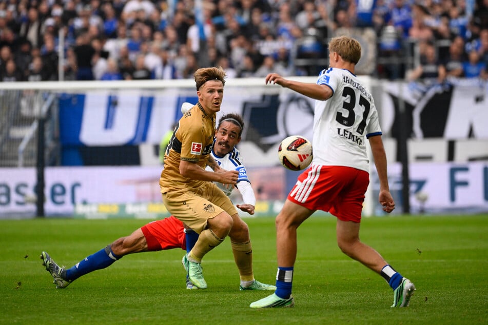 Yussuf Poulsen (32, M.) warf sich gegen den VfB Stuttgart in jeden Zweikampf.