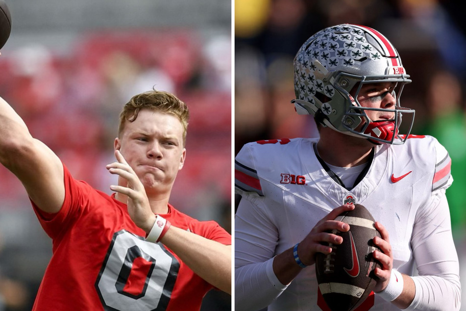 Ohio State backup quarterback Devin Brown (l) shared a telling tweet in the hours after starter Kyle McCord's transfer announcement.