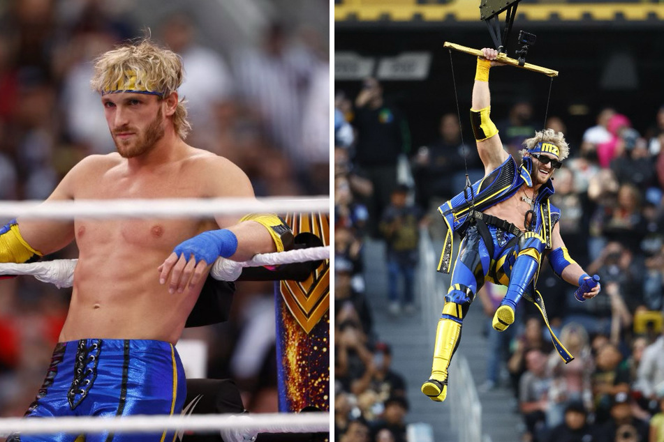 Logan Paul entered WrestleMania 39 by way of zip line while laughing and pumping up the crowd.