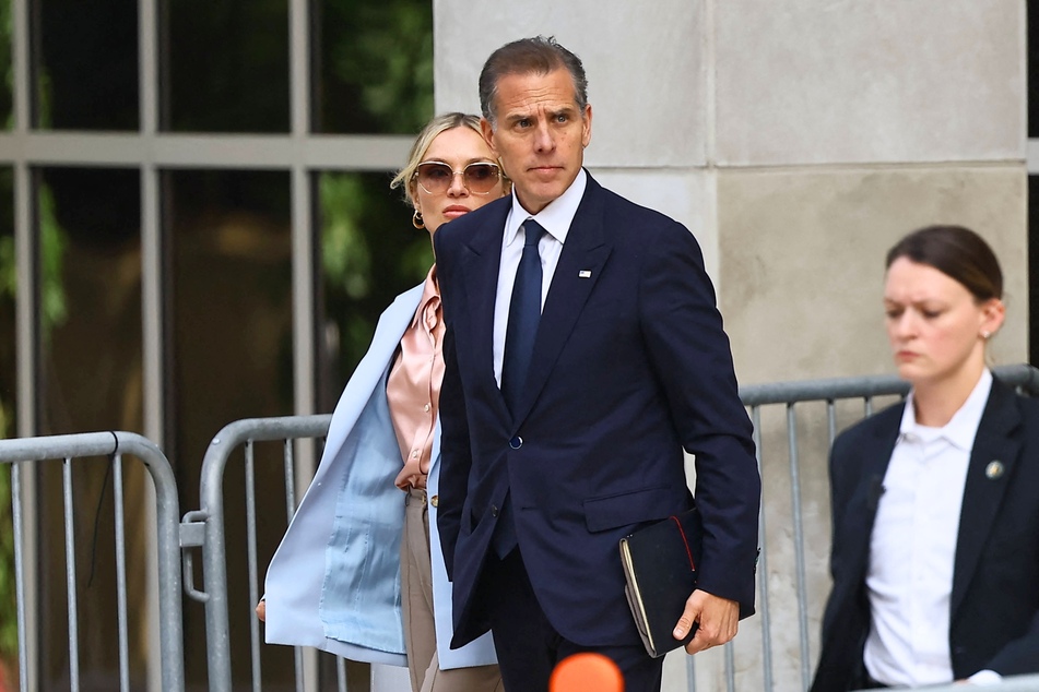 Hunter Biden (c.), the son of President Joe Biden, was found guilty of three felony charges on Tuesday in his federal gun trial.