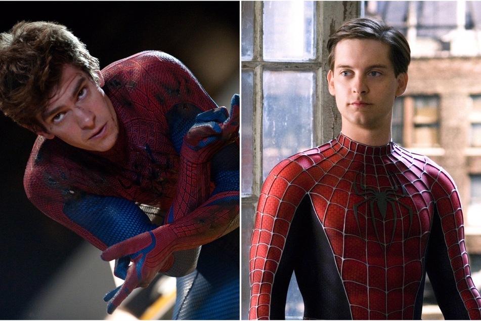 Andrew Garfield (l) and Tobey Maguire (r) each portrayed Spider-man in previous franchises before Tom Holland took over the role in the Marvel Cinematic Universe.