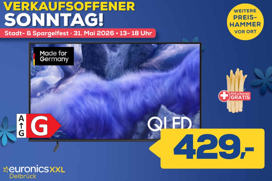 55-Zoll Samsung-Fernseher GQ55QEF1AU für 429 Euro (500 Gramm Spargel gratis).