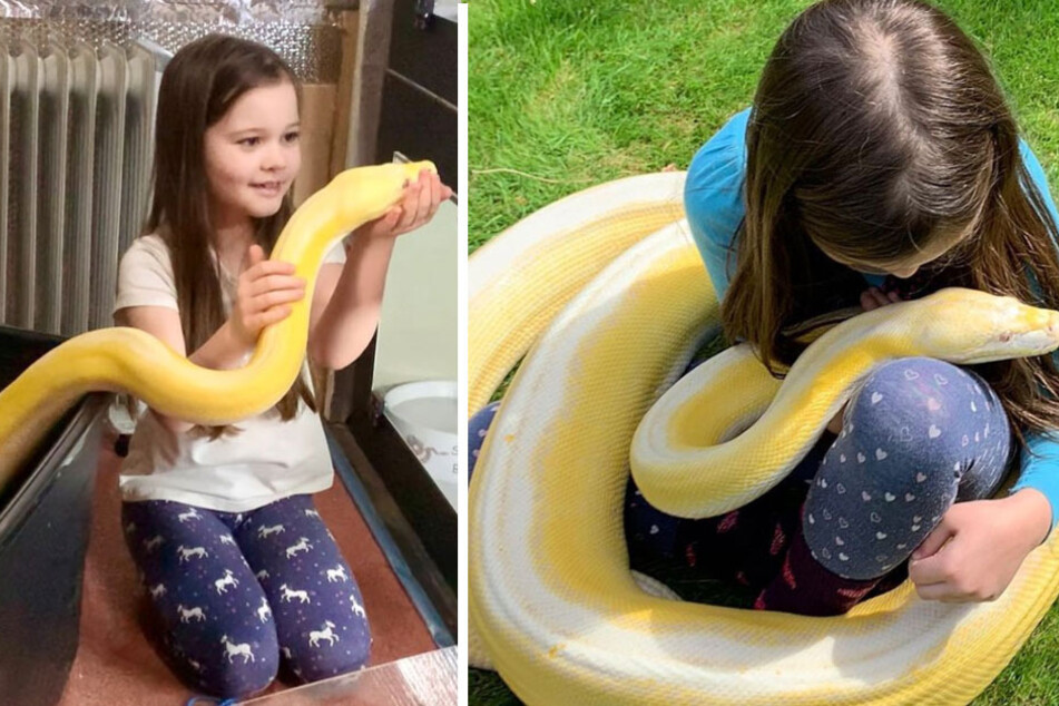 Young girl throws tea parties with her 16-foot python pal!