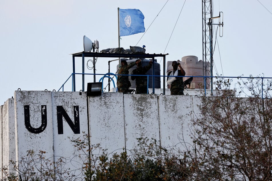 A watchtower at the HQ of the UN peacekeeping force in Lebanon was hit by fire from an Israeli tank, injuring two (file photo).