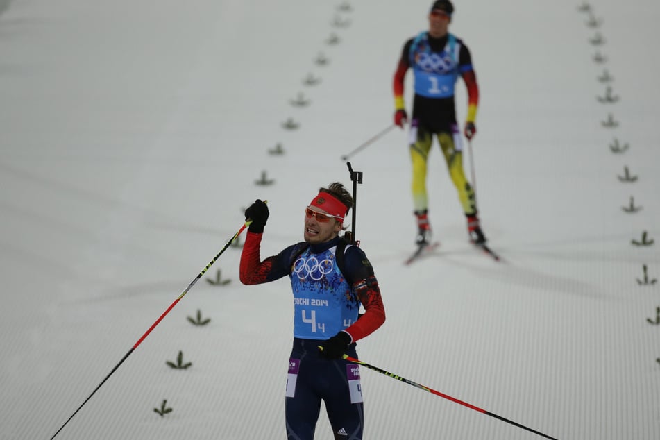 2014 überquerte Shipulin (v.) die Ziellinie rund 3,5 Sekunden vor Deutschlands Simon Schempp (37).