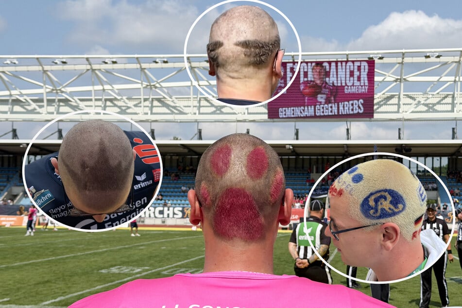 Kicker Florian Finke setzt diese Saison seine Haar-Tradition fort - mit Krone, Pfote, Hermes-Flügeln etc. Letztes Jahr im Finale gab's sogar das Monarchs-Helm-Design.