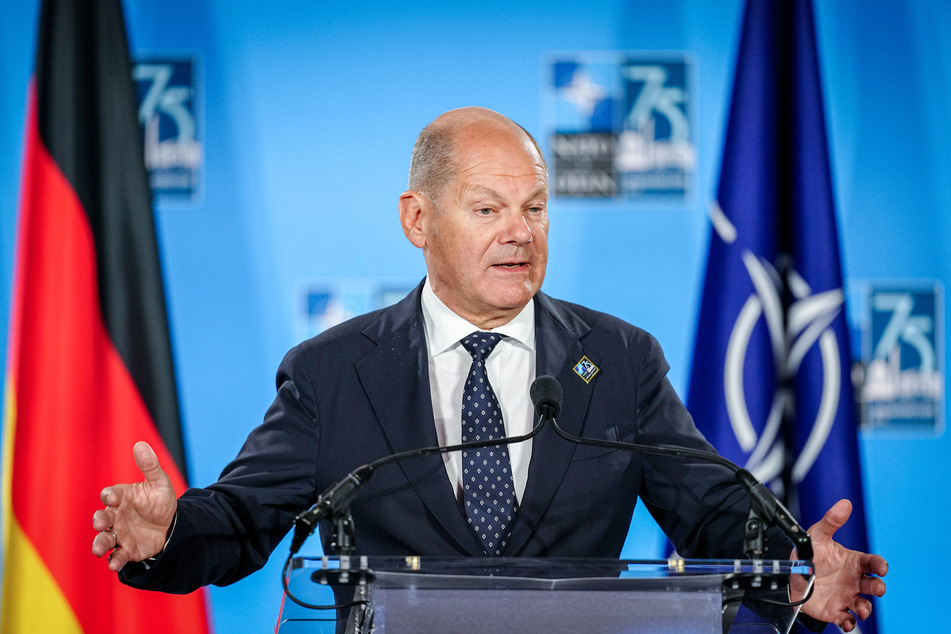 Bundeskanzler Olaf Scholz (66, SPD) auf dem Nato-Gipfel.