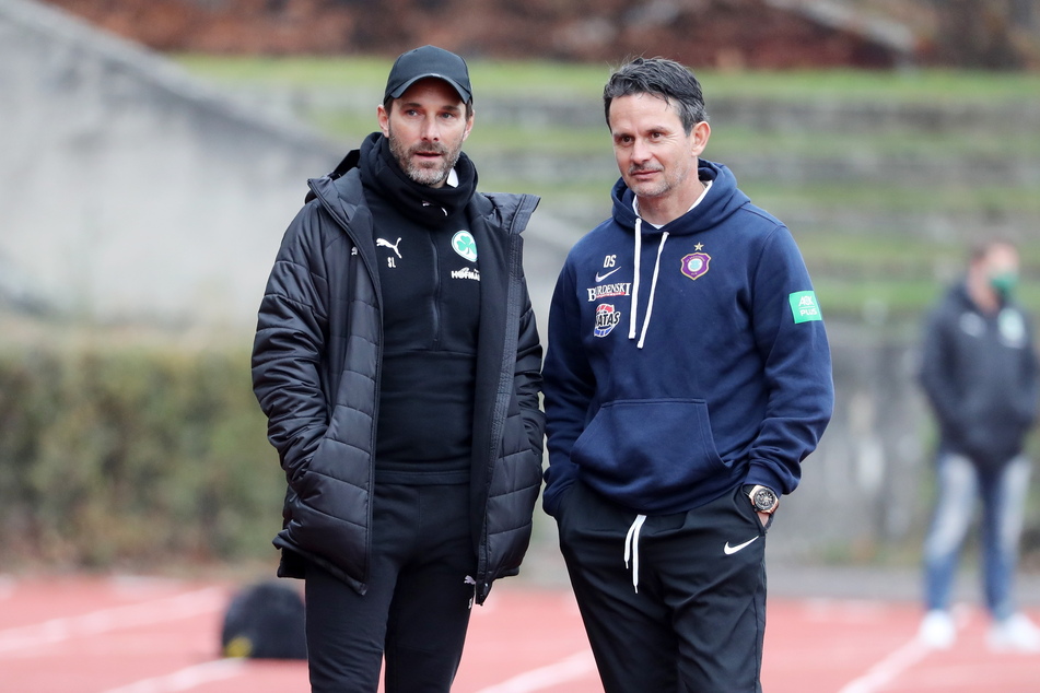 Zwei, die derzeit die Liga aufmischen: Aues Dirk Schuster (r.) und Fürths Stefan Leitl.