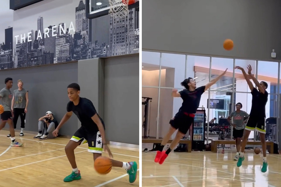 Basketball fans are going wild over Kiyan Anthony's latest highlights, which include a "Melo jab step down" style shot made famous by his legendary dad.