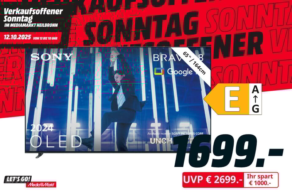65-Zoll Sony-Fernseher Bravia 8 K65XR80 für 1.699 statt 2.699 Euro.