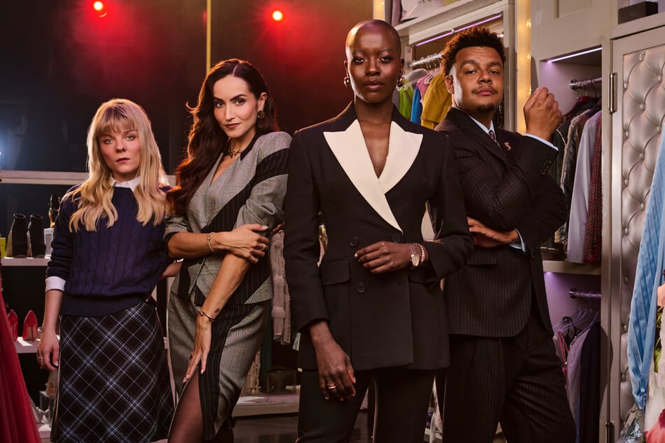 Der "Der Teufel trägt Prada"-Cast für Hamburg (v.l.n.r): Isabel Waltsgott (33) als Andy Sachs, Alexandra-Yoana Alexandrova (34) als Emily, Florence Kasumba (49) als Miranda Priestly und Elindo Avastia (31) als Nigel.