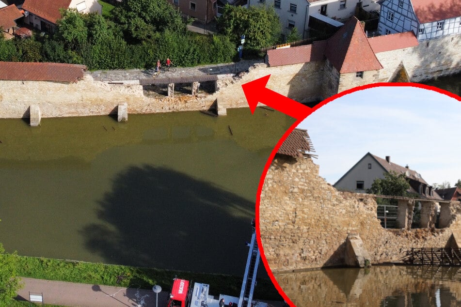 Historische Stadtmauer nach Unwetter eingestürzt