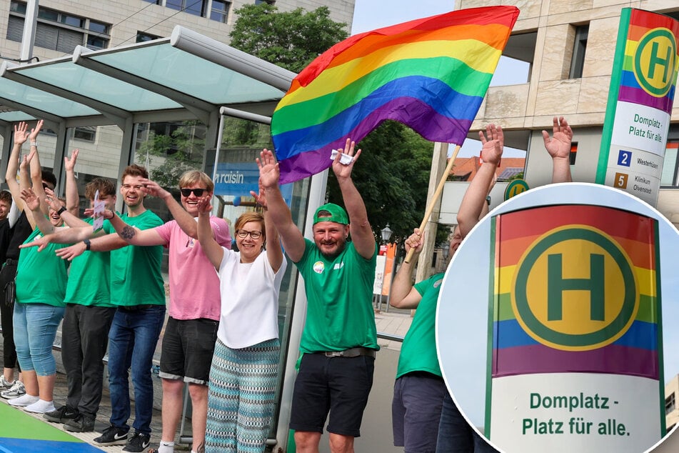 MVB-Haltestelle am Domplatz wird zum "Platz für alle" und erstrahlt in Regenbogenfarben