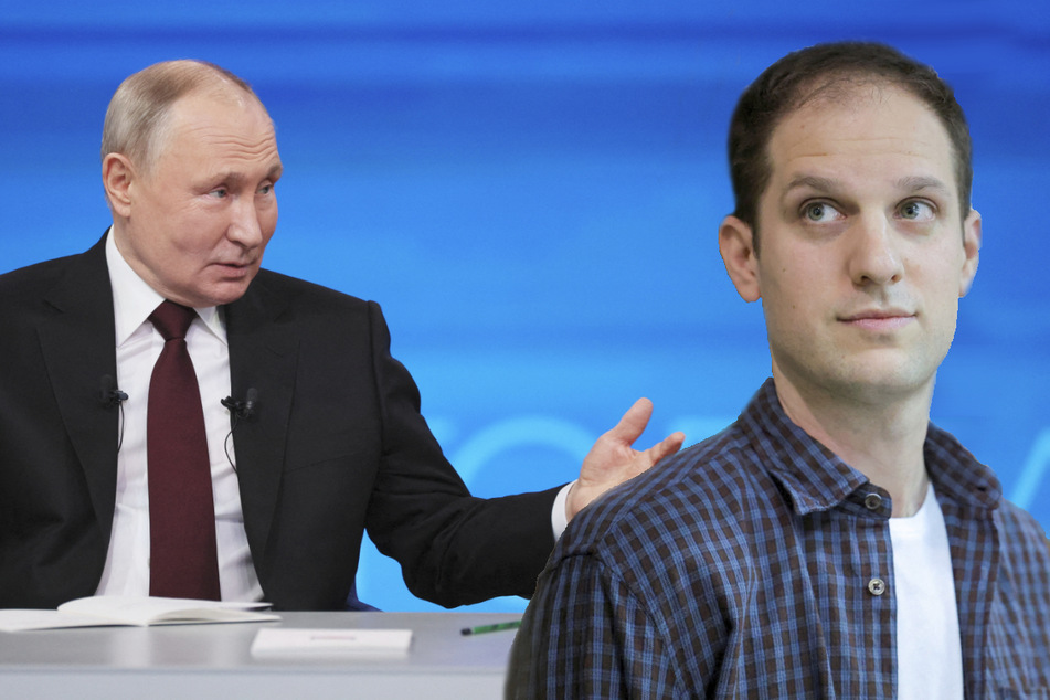 Russian President Vladimir Putin (l.) said he was open to negotiating with the US for the release of Wall Street Journal reporter Evan Gershkovich and other detained Americans.