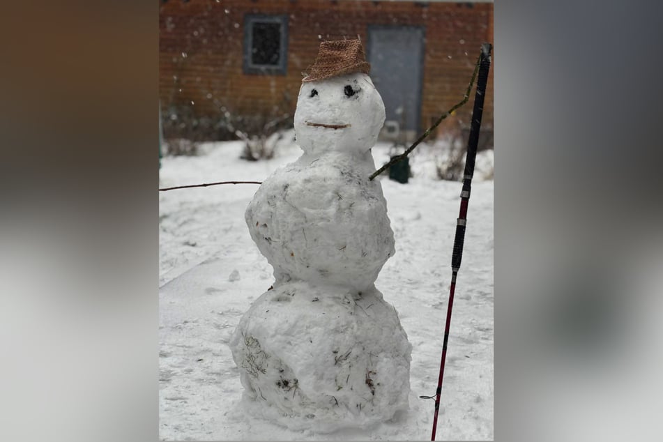 Das Endergebnis kann sich sehen lassen: Bis auf eine Karotte hat "Olaf" alles, was ein guter Schneemann braucht.