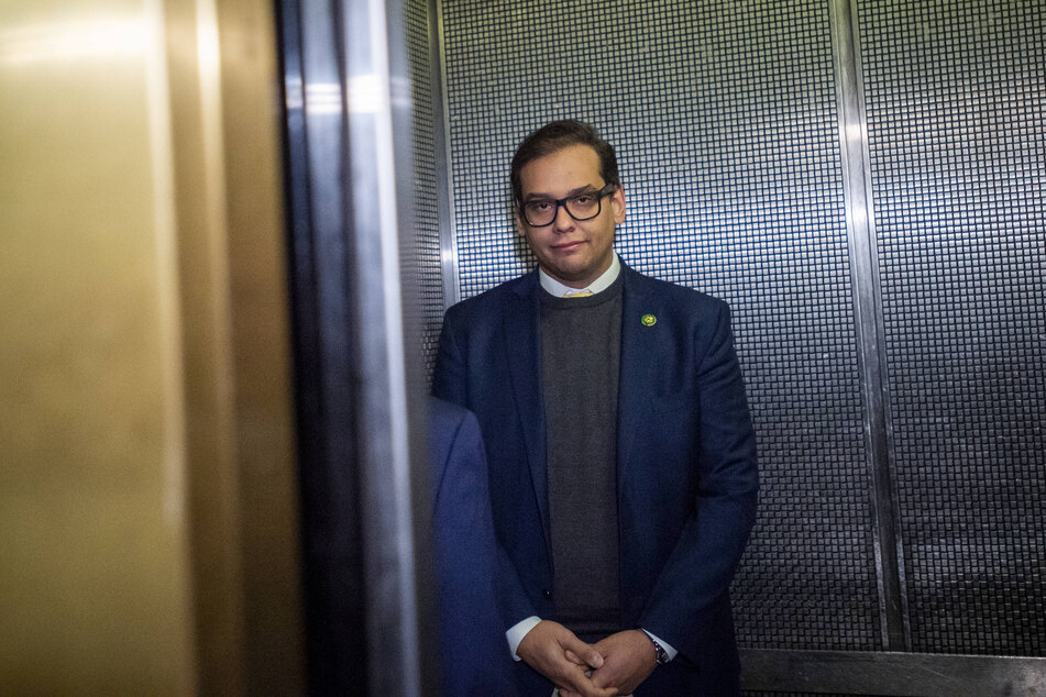 George Santos leaving his office at the Longworth House Office Building in Washington DC.