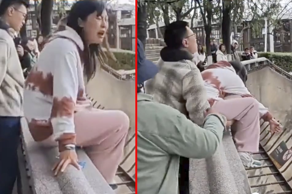 Eine Frau versuchte in China in das Affengehege eines Zoos zu springen.