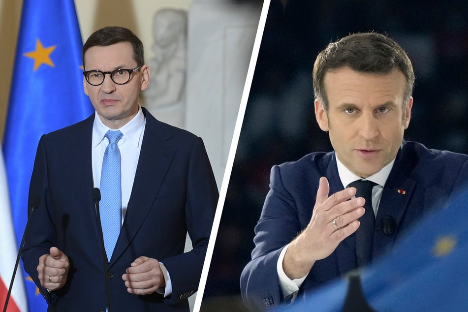 Der polnische Ministerpräsident Mateusz Morawiecki (53, l.) dürfte von der Attacke des französischen Präsidenten Emmanuel Macron (44) alles andere als begeistert sein.