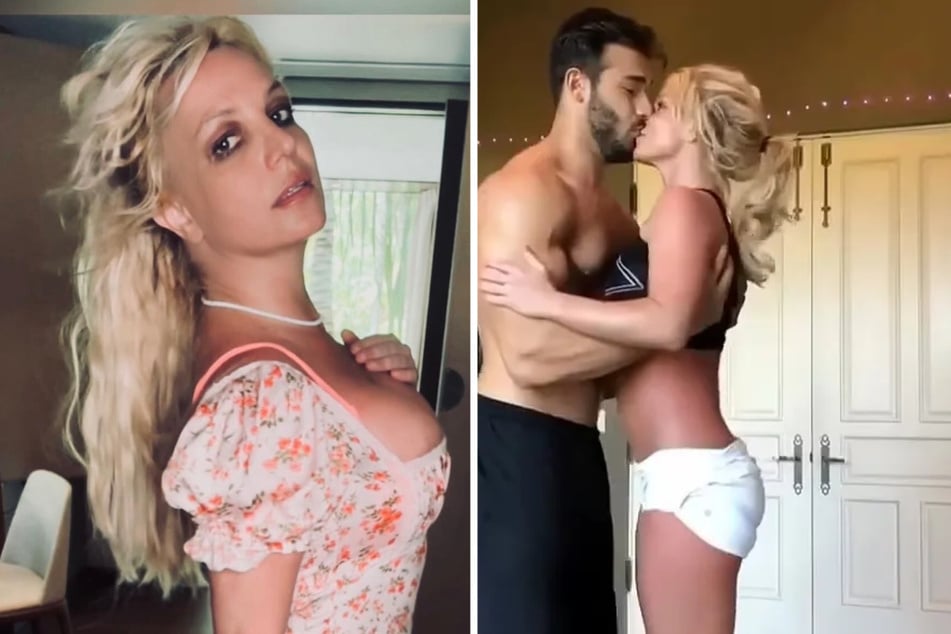 Britney Spears (l.) shared an old video of herself kissing and dancing with her ex, Sam Asghari, in a since-deleted Instagram post.