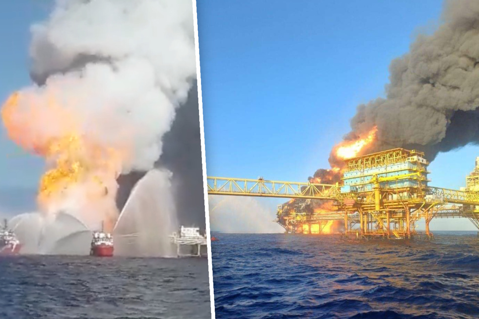Inferno auf Ölbohrinsel: Mehr als 300 Arbeiter gerettet