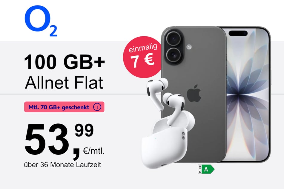Bei o2 gibt's das Apple iPhone 17 mit AirPods Pro 3 im Bundle exklusiv für nur 7 Euro.