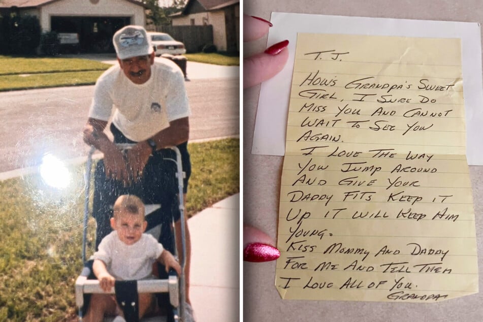 Taylor Gianys (34) Opa auf einem Foto mit ihr als Kleinkind. Den Brief hat sie erst jetzt gefunden.