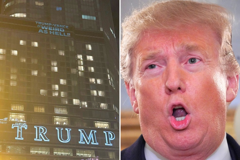 The Democratic National Committee have been blasting trollish messages on Donald Trump's Chicago tower ahead of their upcoming convention.