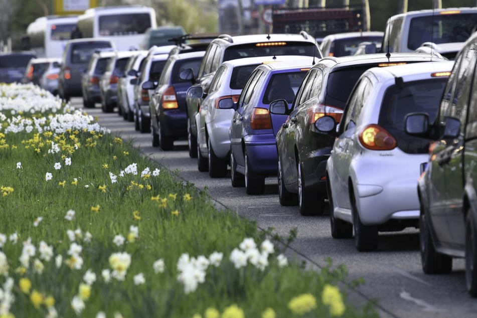 Autos stehen in Freiburg im Stau. Die Autodichte in den größeren Städten hat in den Großstädten von Baden-Württemberg zugenommen, wie eine Auswertung von Daten des Kraftfahrt-Bundesamts und des Statistischen Bundesamts ergab. (Symbolbild)
