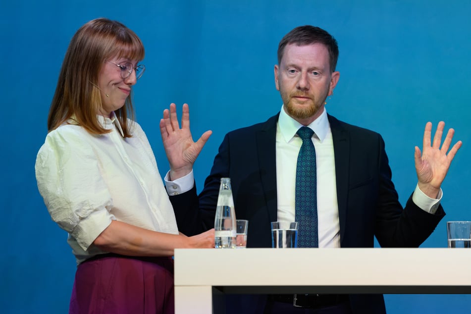 Sachsens Ministerpräsident Michael Kretschmer (49, CDU) diskutierte am Donnerstagabend beim Wahlforum mit Justizministerin Katja Meier (44, Grüne).