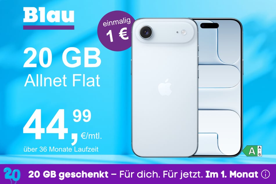 Das neue iPhone 17 Air im o2 Mobile M für einmalig 1 Euro.