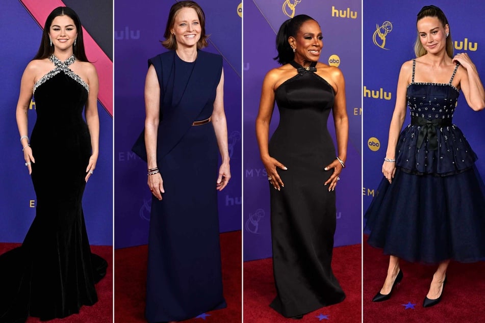 (L-r) Actors Selena Gomez, Jodie Foster, Sheryl Lee Ralph, and Brie Larson showed that black and blue are always on point for Hollywood events – like the Emmys!