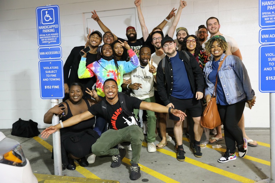 Employees at the Apple Store in Towson, Maryland, celebrate their historic win.