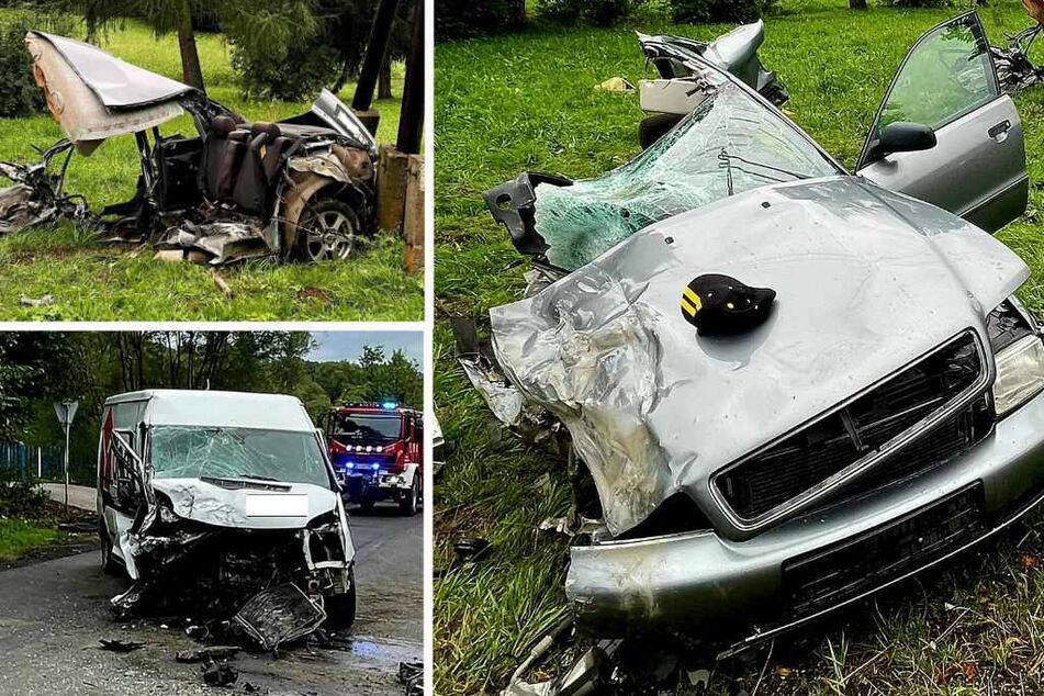 Auto bei dramatischem Unfall in zwei Hälften gerissen