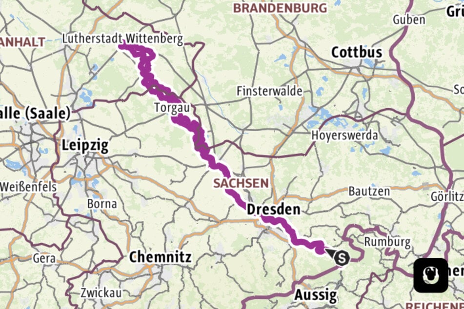 So sieht der Verlauf des Elberadwegs aus.