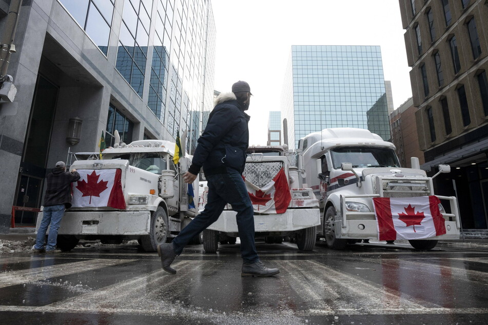 Trucks have been blocking parts of the Ottawa city center for more than a week.